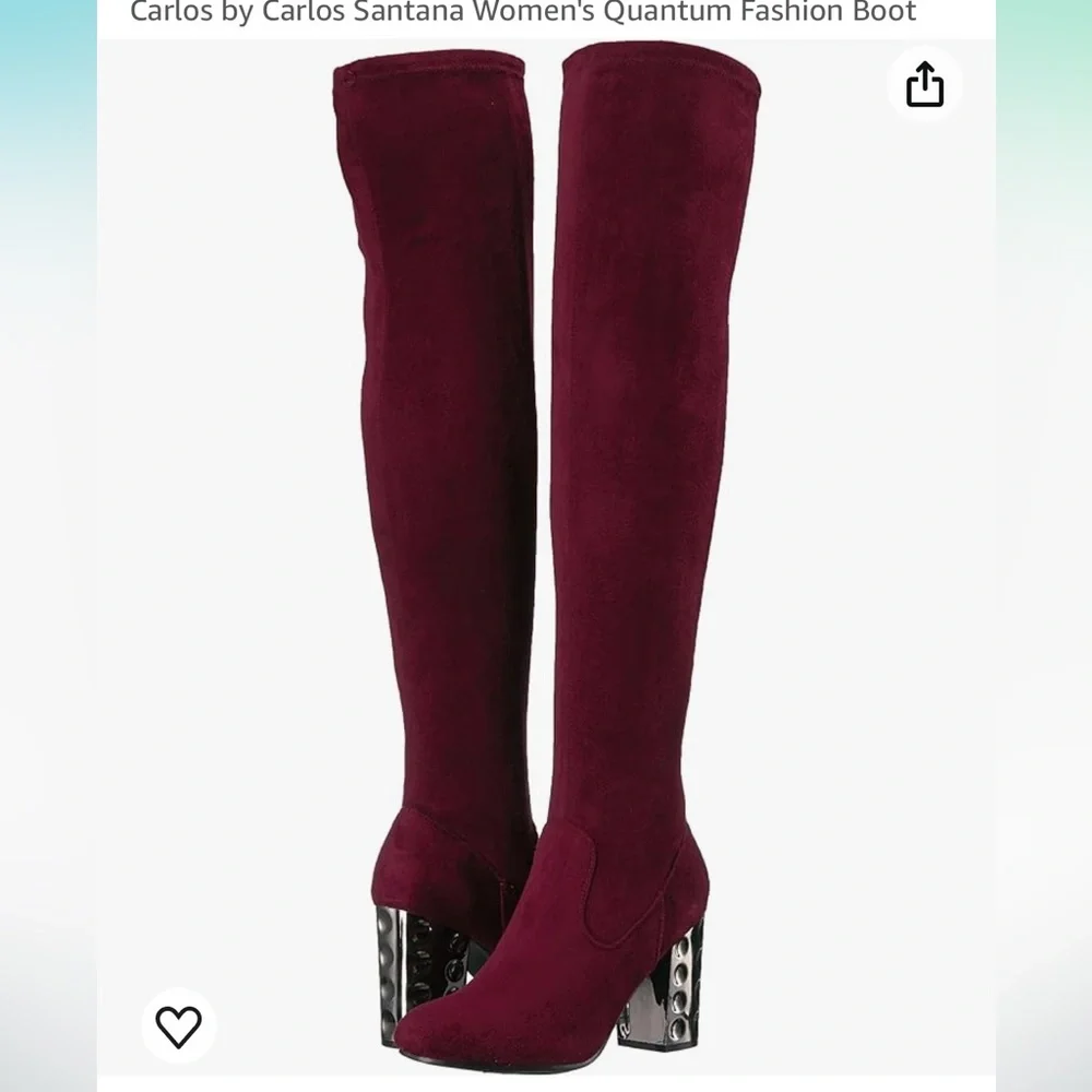 Maroon Over the Knee Carlos Santana Boots - Picture 1 of 7